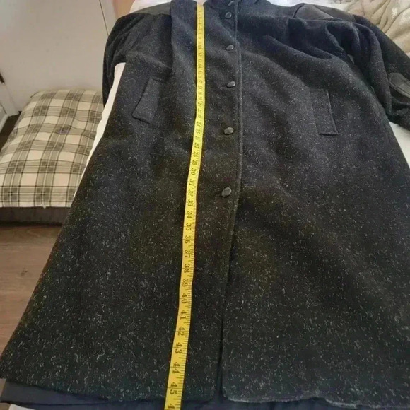 Maggie Lawrence Wool Blend Coat Sz14 Leather Accents 80s y2k oldmoney vintage - Picture 7 of 8